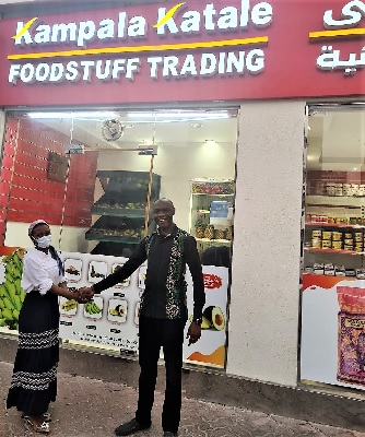 H.E Amb. Zaake Kibedi Commissions the "Kampala Katale" Grocery in Hamdan- Abu Dhabi.